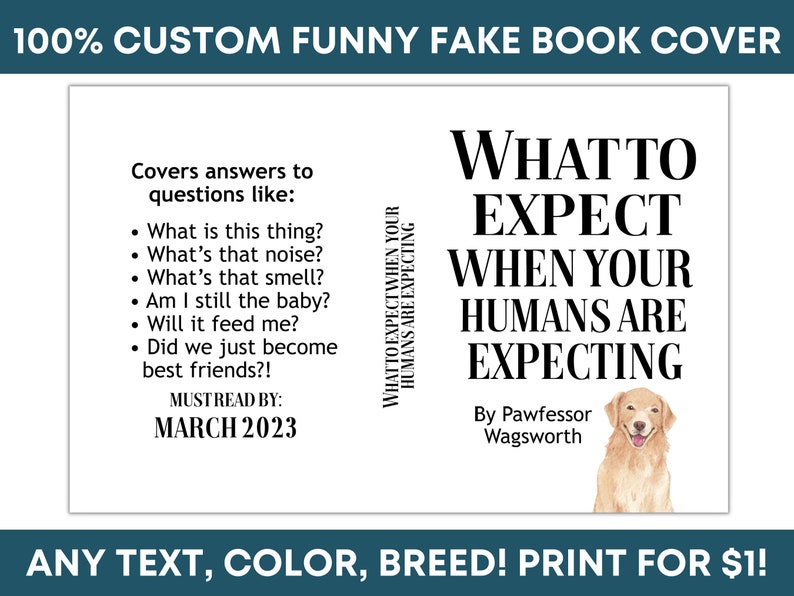 CUSTOM Pet Pregnancy Announcement What to Expect When Your Humans Are Expecting Dog Cat Any Pet 100% Custom DIGITAL Printable Book Cover image 2