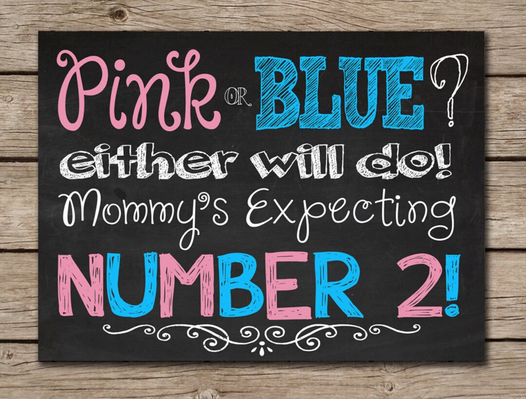 Printable Chalkboard Pregnancy Announcement Sign Digital File Pink or ...