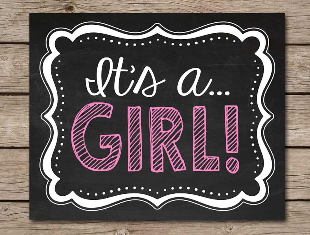 Its a Girl Printable Chalkboard Pregnancy Announcement Sign - Gender ...