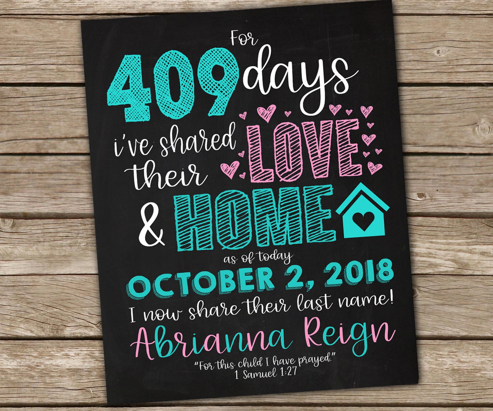 Printable Adoption Announcement Sign: Chalkboard Photoshoot Prop ...