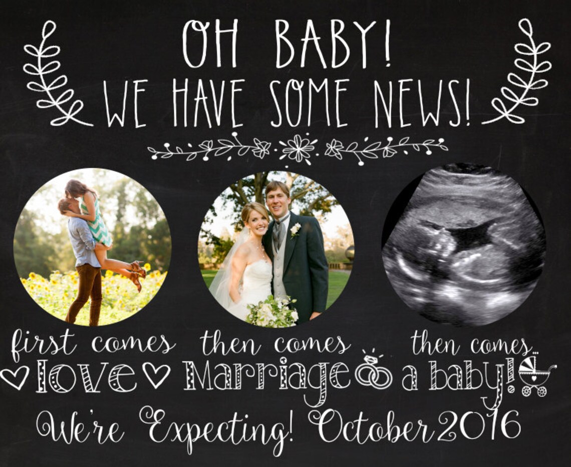 Printable Chalkboard Pregnancy Announcement Sign Digital File - Etsy