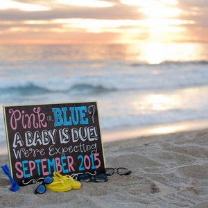 Pink or Blue? A Baby is Due! We&#39;re Expecting Printable Chalkboard Pregnancy Announcement Sign Digital File Photoshoot Prop - New Baby