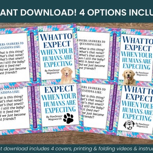 INSTANT DOWNLOAD Purple What to Expect When Your Humans are Expecting Fake Dust Jacket Funny Book Cover Dog Pregnancy Announcement 4 Options image 3