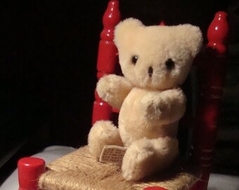 Vintage 4-1/2-Inch Jointed "Mohair" Teddy with Tiny Rocking Chair