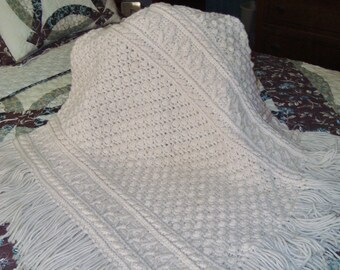 Vintage Heavy Popcorn/Twisted Cable Stitch Hand-Crocheted Poncho