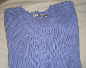 V-Neck Cable Front Slip-over Lavender Sweater