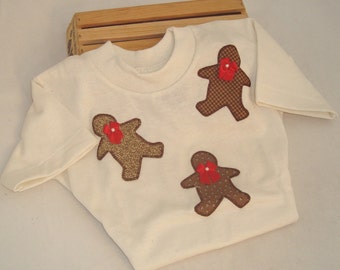 Toddler Girl Appliqued Gingerbread Men T-Shirt