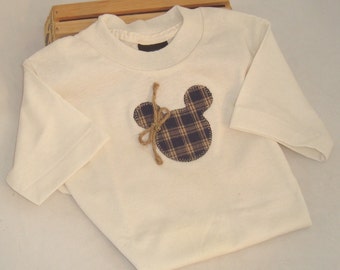 Child's Appliqued T-Shirt with Homespun Mickey Motif