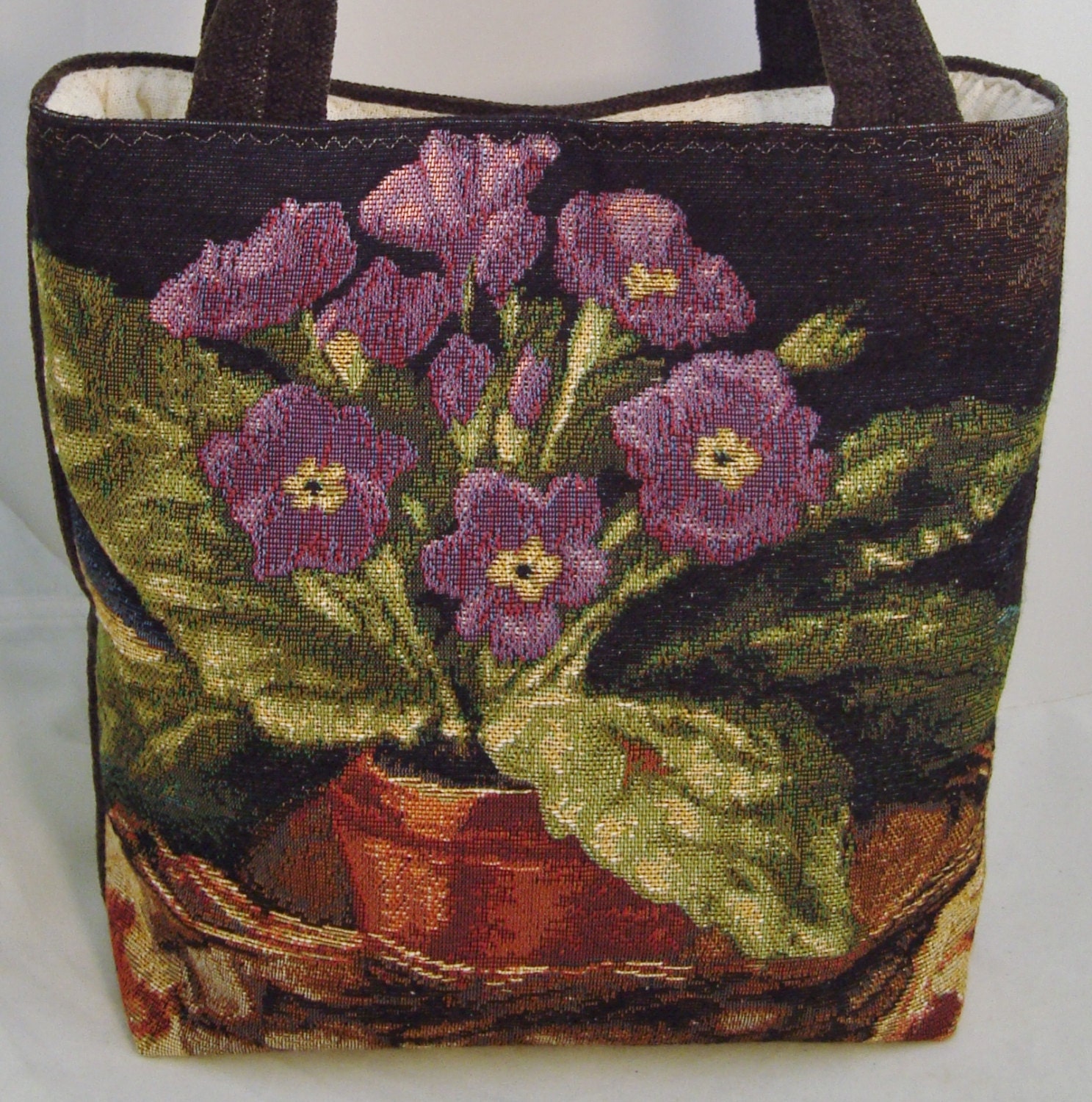Handcrafted Tapestry Tote Bag Fullylined W/three Interior Pockets Etsy