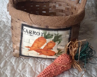 Rustic Decorator Basket Featuring Painted Carrots