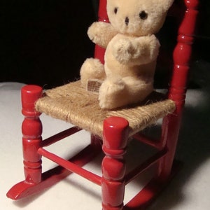 Vintage 4-1/2-Inch Jointed Mohair Teddy with Tiny Rocking Chair image 2