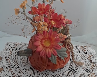 Miniature Fall Pumpkin Basket Arrangement