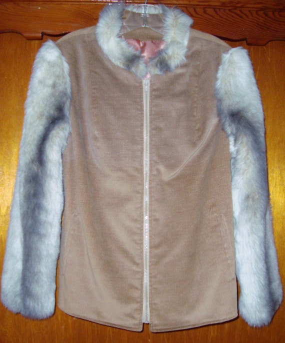 Vintage Corduroy and Faux Fur Convertible Jacket/V