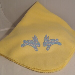 Soft Fleece Infant/Toddler Mini Blanket with Jumping Bunnies Applique