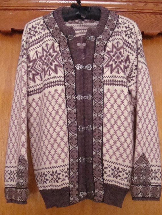 Vintage Nordic Motif Wool Coat Sweater