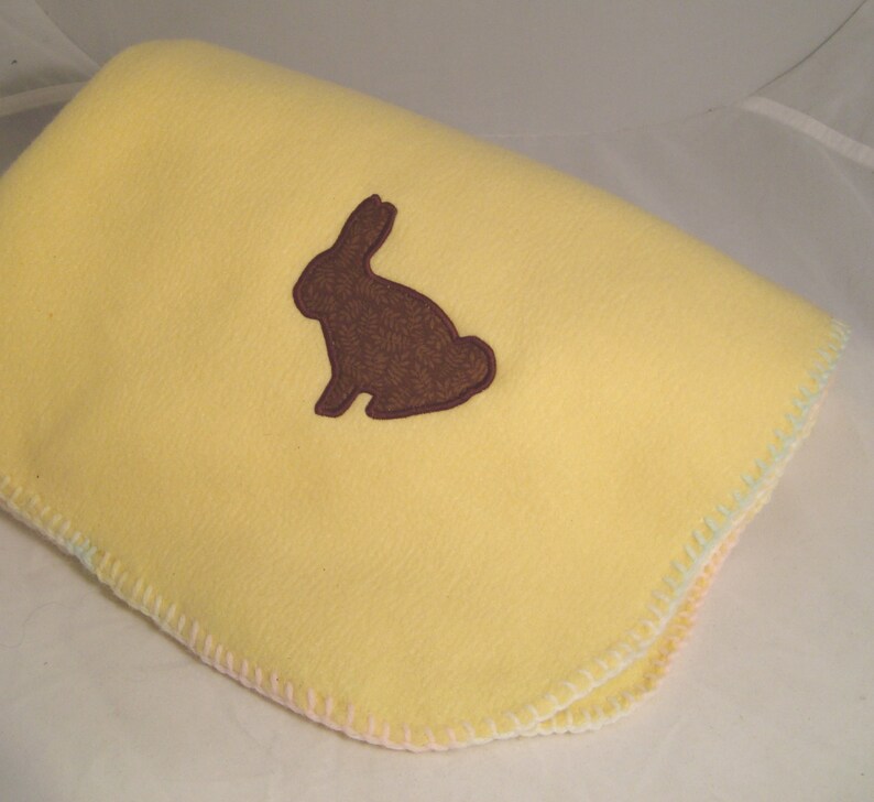 Soft Fleece InfantToddler Mini Blanket with Appliqued Bunny Rabbit