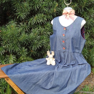 Apple Motif Country Denim Pinafore