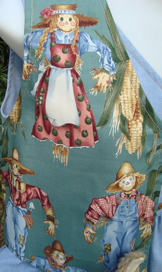 Chambray Pinafore with Scarecrow Motif Coordinati… - image 5