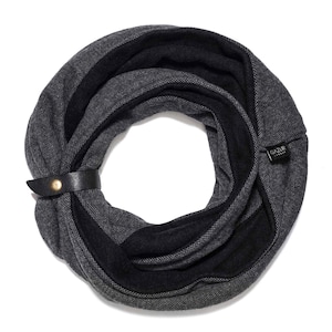 scarf for men's Elegant Brown Infinity scarf 100% Cotton Accessorized with a leather band Black