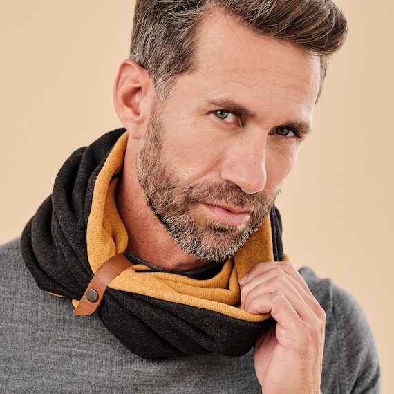 Black Gray Cotton Elegant Scarf for Your Man Gazur Infinity - Etsy