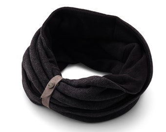 Black Loop Scarf For Men, Men's Winter Gift, Perfect for Your Husband or Boyfriend