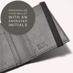Black Leather Wallet for Men, Slim and Minimalist, Upcycled Leather Wallet, Sustainable, and Unique Men's Accessory, Slim elegant & Compact image 10