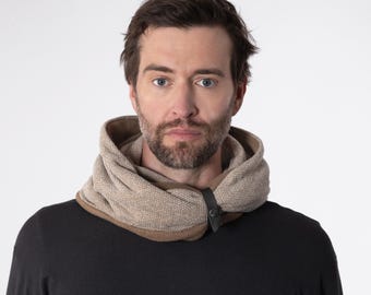 Reversible Infinity Scarf | Regenerated Cotton, Leather Band