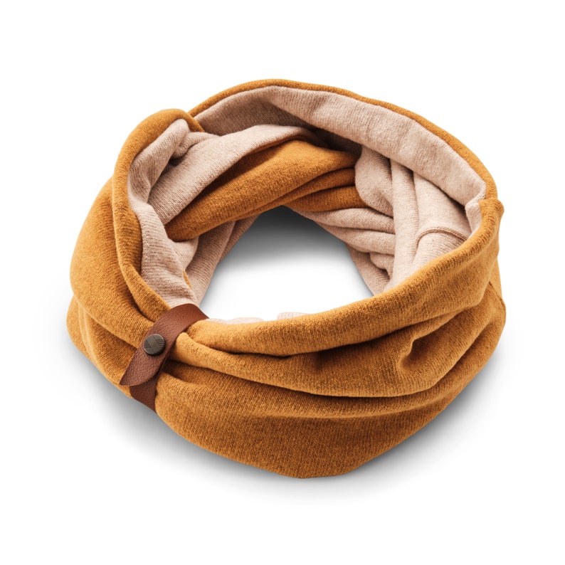 Scarf, Infinity Scarf, Men's Accessories, Unisex Scarf, Gifts For Him, Soft and Cozy Mustard / Beige