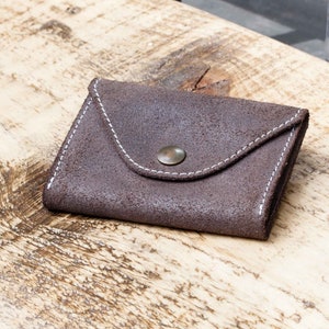 Billetera minimalista, billetera de cuero, billetera delgada, regalo para él