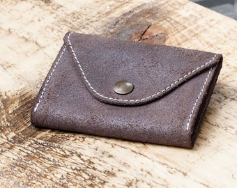Billetera minimalista, billetera de cuero, billetera delgada, regalo para él