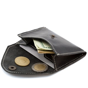Birthday Gift for Men Leather Wallet Minimalist Wallet Coins & Cards image 2
