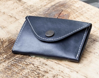 Minimalist Leather Wallet: Handmade Coin Pocket Card Holder