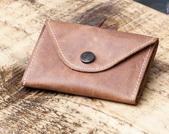 Cartera de cuero para hombre, cartera minimalista, para él