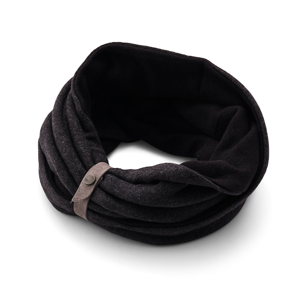 Infinity Scarf, High Quality and Warm Winter Scarf for Men, in a Combination of Gray and Black, a Perfect Gift for a Stylish Man, for Him