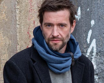 Regenerated Cotton Loop Scarf – Handmade Infinity Scarf with Leather Band