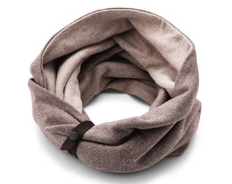 Men scarf | Cotton loop scarf | Infinity Scarf | Decorated with a leather band
