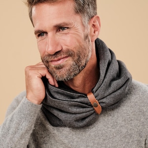 100 % COTTON COLLECTION \ Brown Elegant Scarf Edition \ Men Loop Scarf \ Infinity Black Scarf \ Men&#39;s Accessories \ Gifts for Him