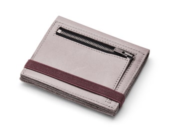 Minimal Gray Leather Wallet for Men Gift For Him