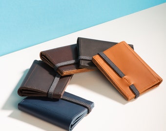 Upcycled Leather Bifold Wallet, Slim Card Holder, Gift For Men