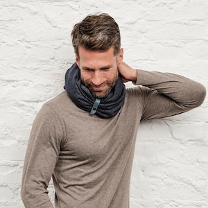 scarf for men&#39;s | Elegant Infinity scarf | Sustainable Fabric | Accessorized with a Recycled leather band