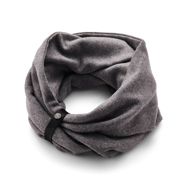 Gray Infinity Scarf for Men, 100% Cotton, Made in Europe, Elegant and Soft, Winter Scarf by Gazur, Perfect as a Gift for a Father or Husband