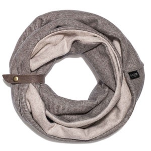 scarf for men's Elegant Brown Infinity scarf 100% Cotton Accessorized with a leather band image 5