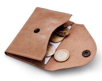 Cards and Coins | Brown Leather Wallet | Minimal & Slim | Minimal Wallet for Cards and Coin