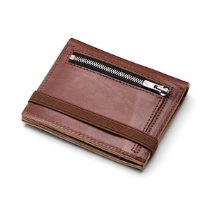 Heben Sie Ihren Stil mit unserer handgefertigten dunkelbraunen Lederbrieftasche, schlank, geräumig und minimalistisch, das perfekte Geschenk für Ihren Ehemann