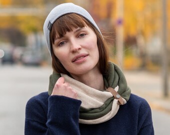 Double Loop Scarf, A Beautiful Infinity Scarf in Bright Colors, Made of Soft, Cuddly Cotton,  Wonderful Gift for a Woman for Christmas