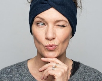 Cotton Headband, Womens Soft Headband, Flexible knit Hair Band \ Head Wrap, Gift, Hair Accessorie, Eco-friendly regenerated cotton yarn