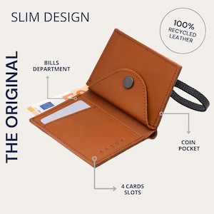 Cartera de piel de camello / Cartera plegable / Cartera de hombre / Cartera minimalista / Estilo sostenible / Hecha a mano / Elegancia funcional