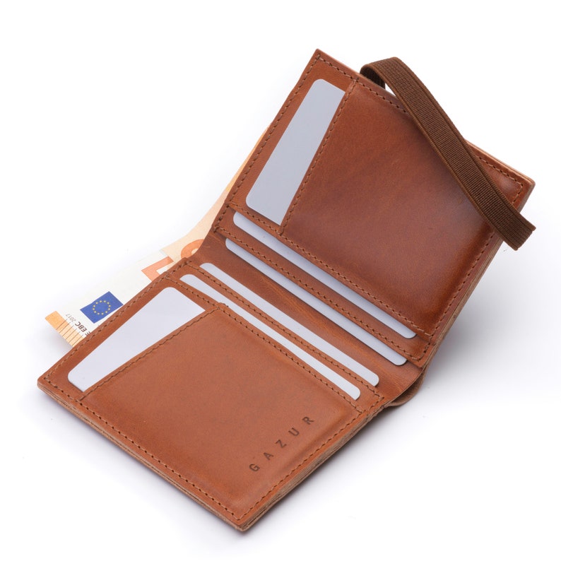 Camel Brown Leather Wallet, Mens Wallet, Leather Wallets, Wallet with Zipper image 4