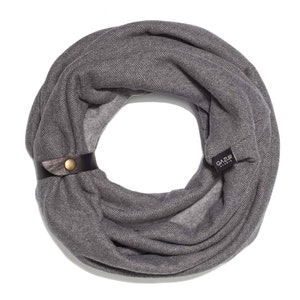 scarf for men's Elegant Brown Infinity scarf 100% Cotton Accessorized with a leather band Gray