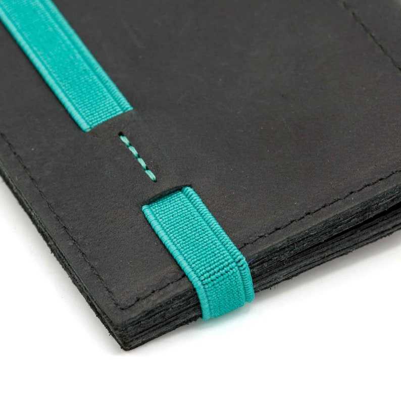 Black Leather Wallet for Men, Slim and Minimalist, Upcycled Leather Wallet, Sustainable, and Unique Men's Accessory, Slim elegant & Compact image 7